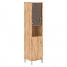Шкаф колонка высокая с малой стеклянной дверью и глухой В 431.10(L/R) /475*450*2054/Ш*Г*В/