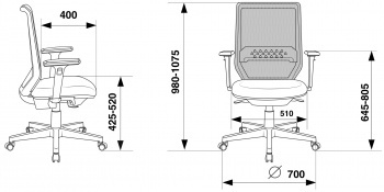 Кресло Бюрократ MC-W611N/сетка ткань крестовина пластик